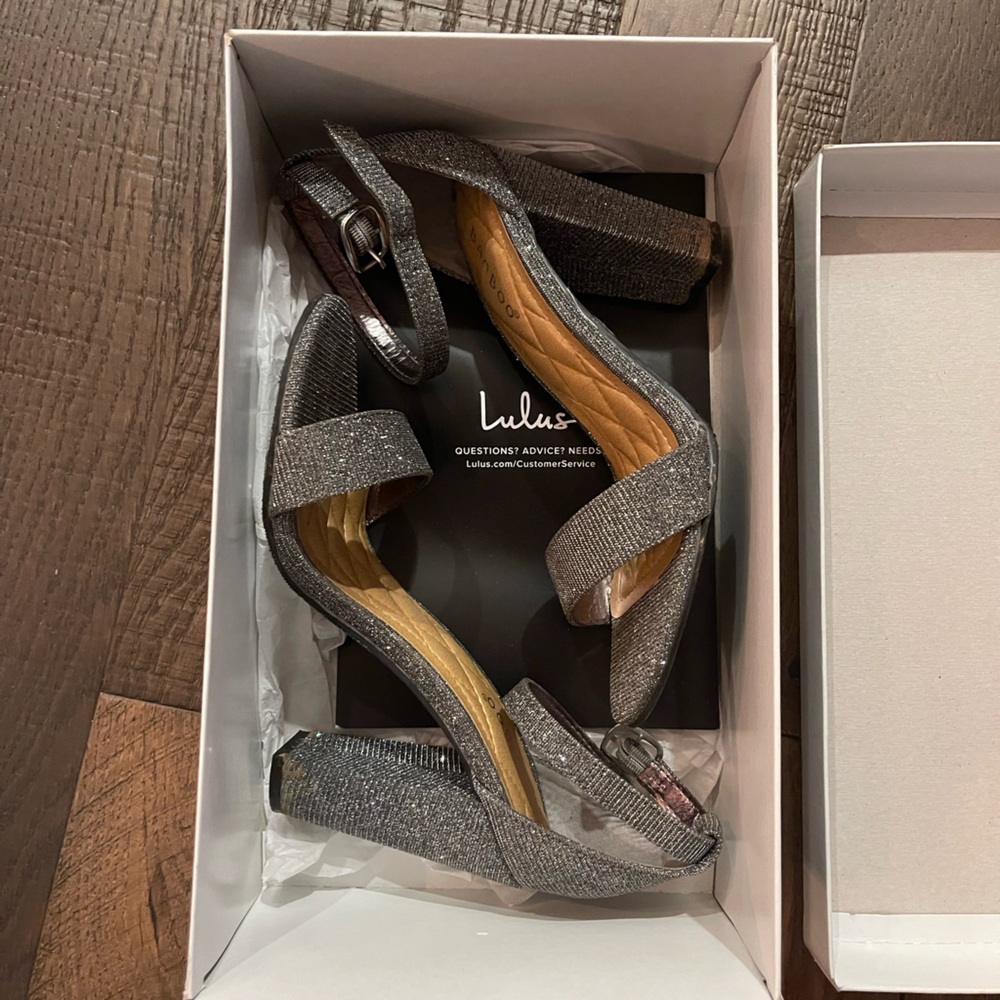 sparkly silver heels. worn once. size 7. $ 35